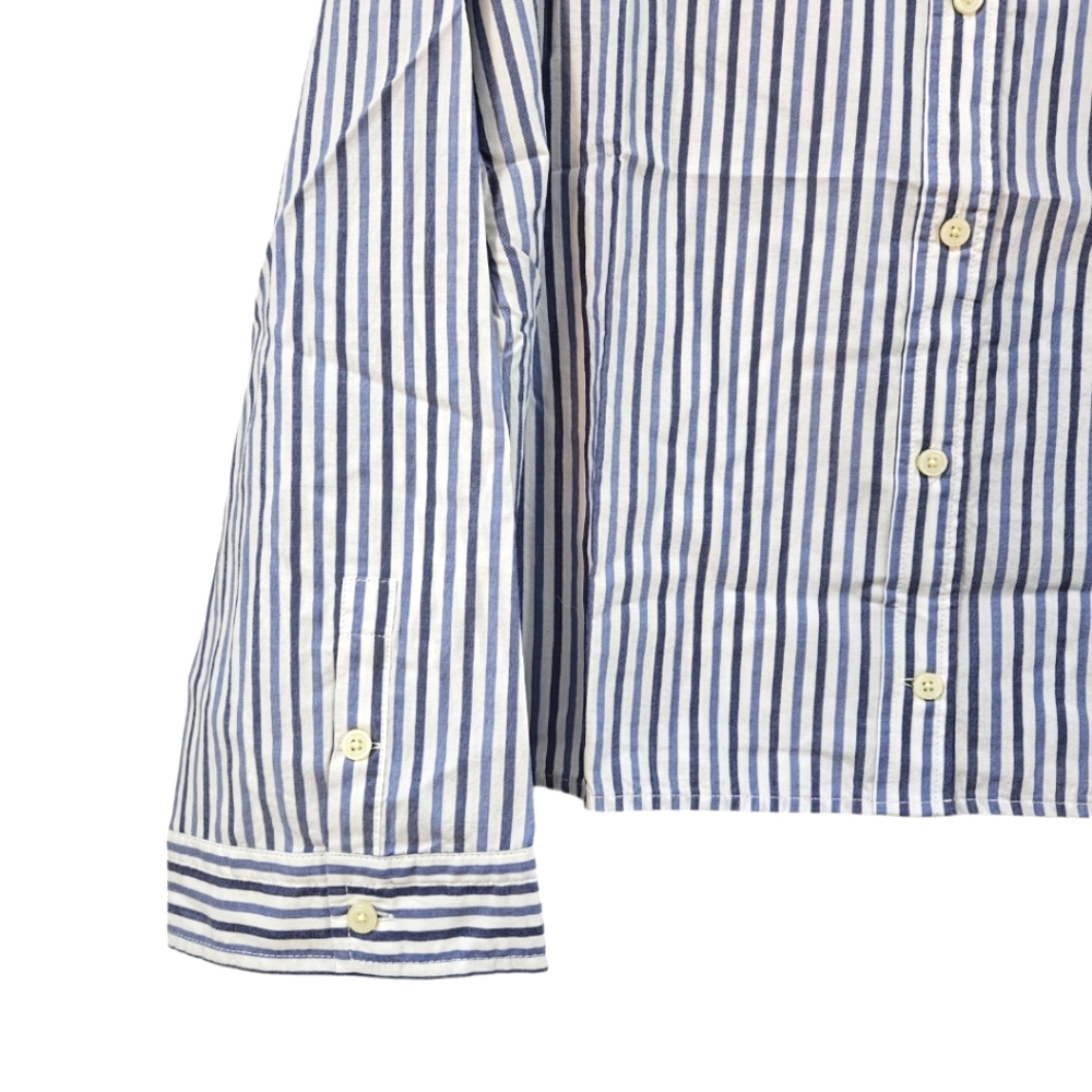 NWT Everlane Blue And White Striped Cotton Collared The Woven PJ Top Size M - Picture 4 of 8